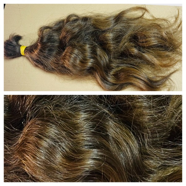 Dicker Schnitthaarzopf aus europäischem Haar 140 g dunkelblond gewellt 50 cm