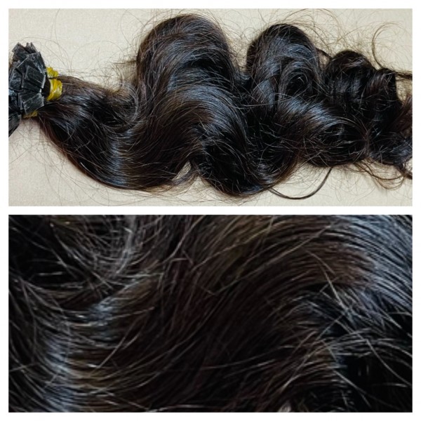 125 Strähnen osteuropäisches Haar dunkelbraun naturgewellt 40 - 45 cm