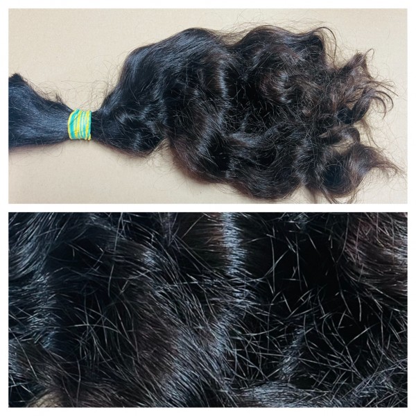 Schnitthaarzopf aus europäischem Haar gelockt 100 g dunkelbraun 40 cm