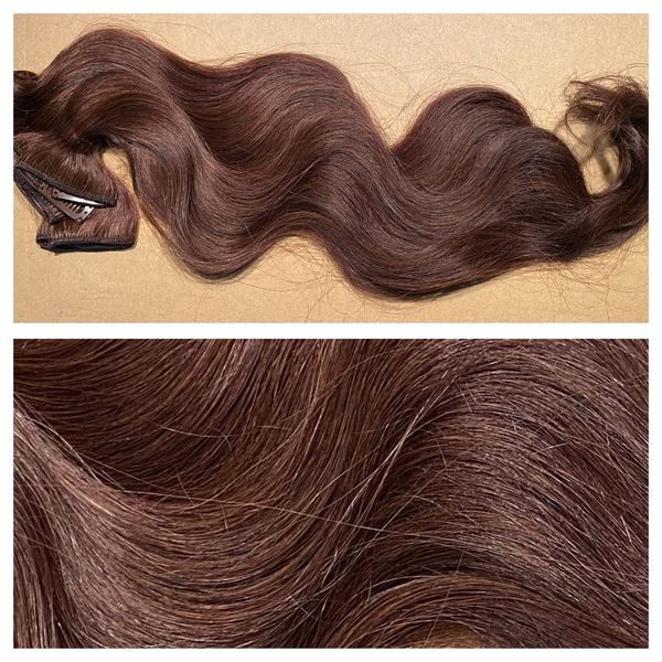 1 Clip and Go Tresse aus osteuropäischem Haar dunkelbraun 55 cm
