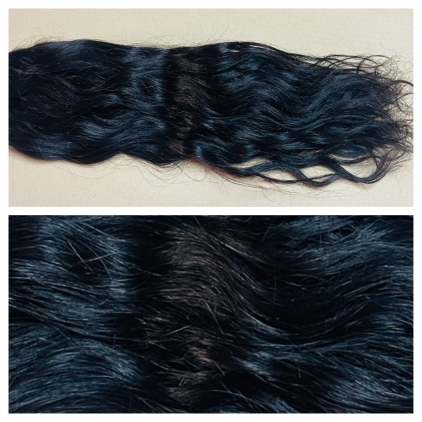 1 Tresse gewelltes indisches Haar schwarzbraun 40 cm