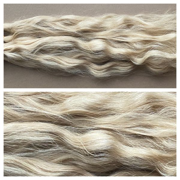 125 Strähnen osteuropäisches Haar hellblond naturgewellt 40 cm